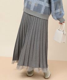 裾レースプリーツニットスカート