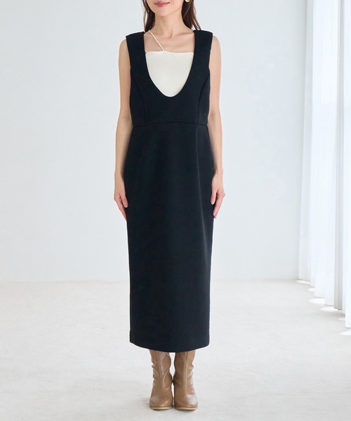 VIS(ビス)の「【スフレタッチシリーズ】Iラインジャンパースカート【洗える】(ジャンパースカート・レディース・ボルドー/ブラック/グレー系その他・FREE)」の12枚目の写真