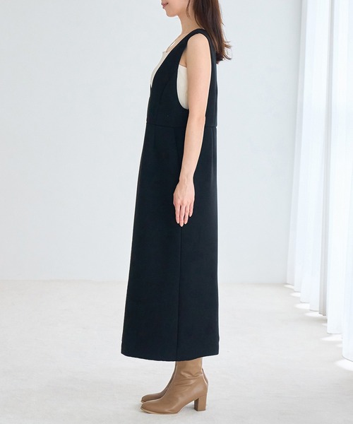 VIS(ビス)の「【スフレタッチシリーズ】Iラインジャンパースカート【洗える】(ジャンパースカート・レディース・ボルドー/ブラック/グレー系その他・FREE)」の13枚目の写真