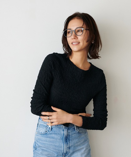 NINE 黒レース　カットソー　シルク セール】 【洗える】コード刺繍胸元レース カットソー
