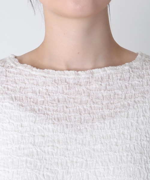 Jines(ジネス)の「リンクルレース ボートネックカットソー(Tシャツ/カットソー・レディース・ブラック/オフホワイト・38)」の7枚目の写真