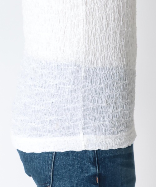 Jines(ジネス)の「リンクルレース ボートネックカットソー(Tシャツ/カットソー・レディース・ブラック/オフホワイト・38)」の9枚目の写真