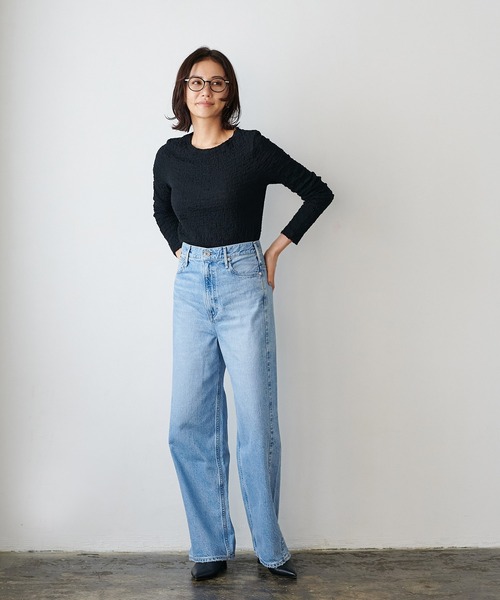 Jines(ジネス)の「リンクルレース ボートネックカットソー(Tシャツ/カットソー・レディース・ブラック/オフホワイト・38)」の17枚目の写真