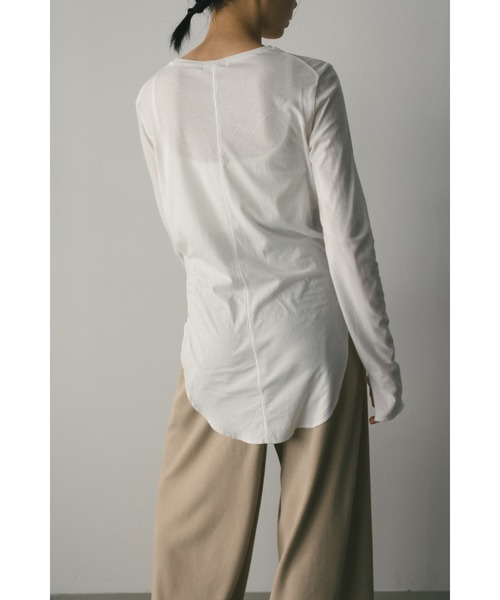 STYLEMIXER（スタイルミキサー）の「ロングスリーブスキントップ（Tシャツ/カットソー・レディース・ライトベージュ/ネイビー/ミント/ホワイト・FREE）」の10枚目の写真