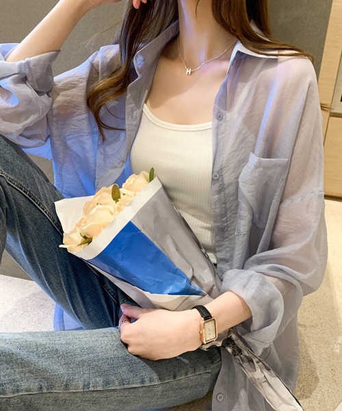 Silly（シリー）の「シアーシースルーブラウス（Tシャツ/カットソー・レディース・パープル/ホワイト/イエロー/ピンク/ライトグリーン/アイボリー・SMALL/MEDIUM/LARGE/X-LARGE）」の14枚目の写真