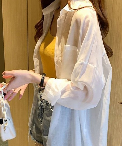 Silly（シリー）の「シアーシースルーブラウス（Tシャツ/カットソー・レディース・パープル/ホワイト/イエロー/ピンク/ライトグリーン/アイボリー・SMALL/MEDIUM/LARGE/X-LARGE）」の7枚目の写真