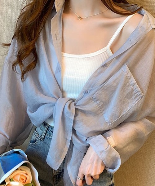 Silly（シリー）の「シアーシースルーブラウス（Tシャツ/カットソー・レディース・パープル/ホワイト/イエロー/ピンク/ライトグリーン/アイボリー・SMALL/MEDIUM/LARGE/X-LARGE）」の16枚目の写真