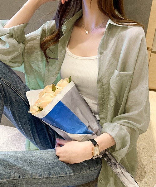 Silly（シリー）の「シアーシースルーブラウス（Tシャツ/カットソー・レディース・パープル/ホワイト/イエロー/ピンク/ライトグリーン/アイボリー・SMALL/MEDIUM/LARGE/X-LARGE）」の12枚目の写真