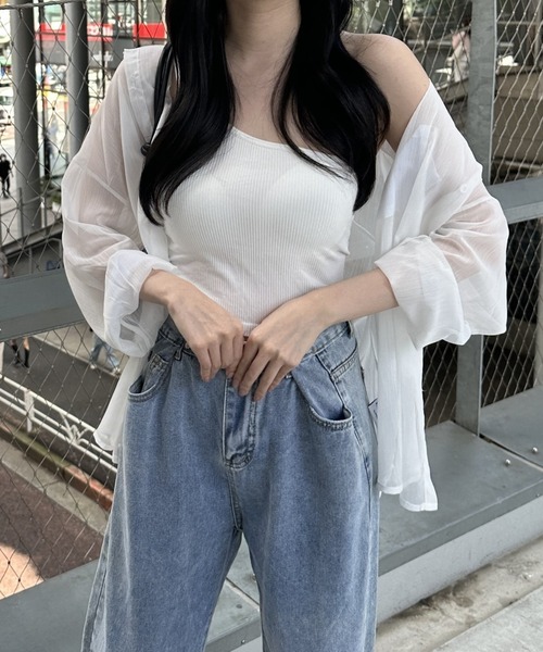 セール】【夏コーデに羽織るだけで大活躍！】シアーシースルーブラウス  