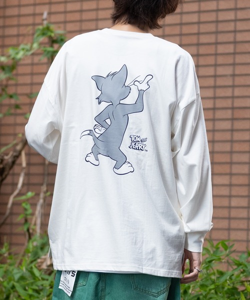 Tom&Jerry(トムアンドジェリー)の「【40I】〔Tom & Jerry/トム & ジェリー〕フロント/バックプリント ビックシルエットロンT(Tシャツ/カットソー・メンズ・ホワイト系その他/グリーン/ベージュ/パープル/ブラック/ホワイト/グレー/チャコールグレー・LARGE/X-LARGE/MEDIUM)」の3枚目の写真