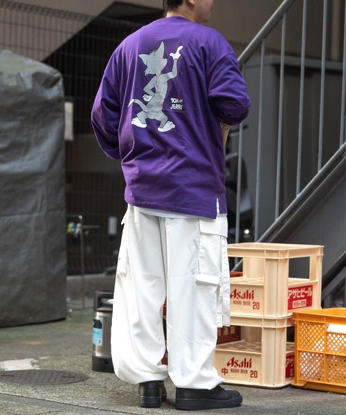 Tom&Jerry(トムアンドジェリー)の「【40I】〔Tom & Jerry/トム & ジェリー〕フロント/バックプリント ビックシルエットロンT(Tシャツ/カットソー・メンズ・ホワイト系その他/グリーン/ベージュ/パープル/ブラック/ホワイト/グレー/チャコールグレー・LARGE/X-LARGE/MEDIUM)」の16枚目の写真