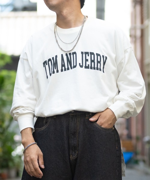 Tom&Jerry(トムアンドジェリー)の「【40I】〔Tom & Jerry/トム & ジェリー〕フロント/バックプリント ビックシルエットロンT(Tシャツ/カットソー・メンズ・ホワイト系その他/グリーン/ベージュ/パープル/ブラック/ホワイト/グレー/チャコールグレー・LARGE/X-LARGE/MEDIUM)」の9枚目の写真