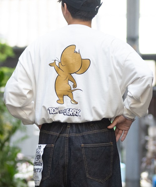 Tom&Jerry(トムアンドジェリー)の「【40I】〔Tom & Jerry/トム & ジェリー〕フロント/バックプリント ビックシルエットロンT(Tシャツ/カットソー・メンズ・ホワイト系その他/グリーン/ベージュ/パープル/ブラック/ホワイト/グレー/チャコールグレー・LARGE/X-LARGE/MEDIUM)」の10枚目の写真