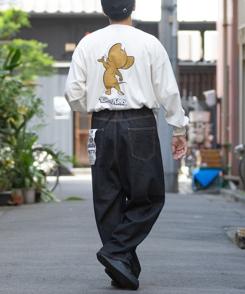 Tom&Jerry(トムアンドジェリー)の「【40I】〔Tom & Jerry/トム & ジェリー〕フロント/バックプリント ビックシルエットロンT(Tシャツ/カットソー・メンズ・ホワイト系その他/グリーン/ベージュ/パープル/ブラック/ホワイト/グレー/チャコールグレー・LARGE/X-LARGE/MEDIUM)」の12枚目の写真