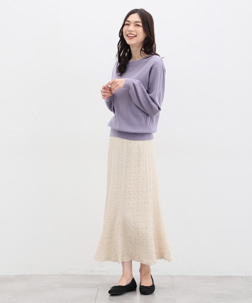 Honeys（ハニーズ）の「ヒアルロン酸ボートネックニット（ニット/セーター・レディース・アイボリー/パープル/ネイビー/ライトベージュ/ブラック/ライトグリーン/ライトブラウン/ピンク・S/L/M）」の17枚目の写真