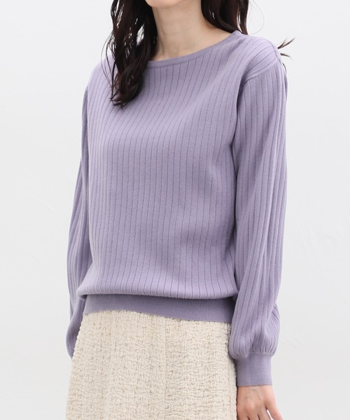 Honeys（ハニーズ）の「ヒアルロン酸ボートネックニット（ニット/セーター・レディース・アイボリー/パープル/ネイビー/ライトベージュ/ブラック/ライトグリーン/ライトブラウン/ピンク・S/L/M）」の18枚目の写真