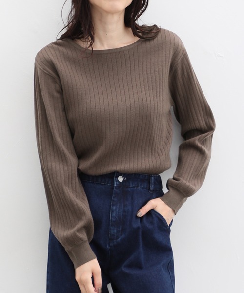 Honeys（ハニーズ）の「ヒアルロン酸ボートネックニット（ニット/セーター・レディース・アイボリー/パープル/ネイビー/ライトベージュ/ブラック/ライトグリーン/ライトブラウン/ピンク・S/L/M）」の21枚目の写真