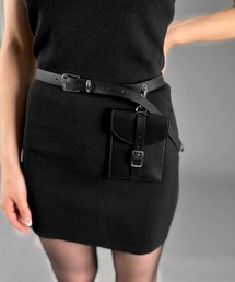 【jiasecond.】ウエストベルトミニバッグ / バッグ 鞄 BAG ウエストポーチ ベルト ミニバッグ ボディバッグ ブラック 合皮 合皮 ZOZOTOWN限定