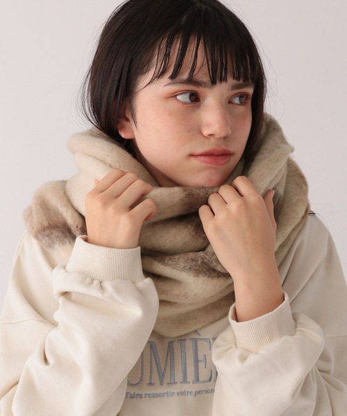 GLOBAL WORK（グローバルワーク）の「BIGチェックマフラー/AND YUA ANY/975785（マフラー・キッズ・ベージュ/ピンク/ブラウン・ONE SIZE）」の2枚目の写真