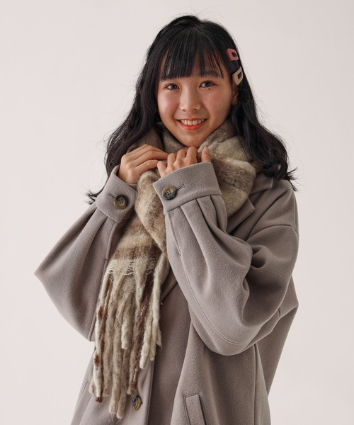 GLOBAL WORK（グローバルワーク）の「BIGチェックマフラー/AND YUA ANY/975785（マフラー・キッズ・ベージュ/ピンク/ブラウン・ONE SIZE）」の7枚目の写真