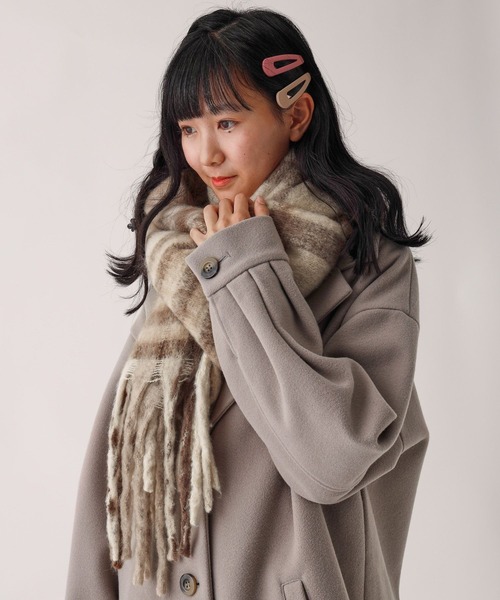 GLOBAL WORK（グローバルワーク）の「BIGチェックマフラー/AND YUA ANY/975785（マフラー・キッズ・ベージュ/ピンク/ブラウン・ONE SIZE）」の8枚目の写真