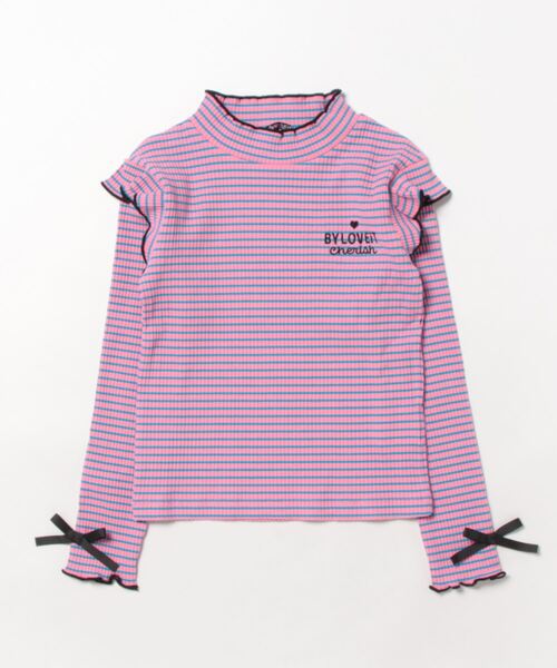 by LOVEiT(バイラビット)の「フワフワテレコボーダー長袖Tシャツ(Tシャツ/カットソー・キッズ・ブラック/ピンク/マルチ/オフホワイト・160cm/150cm/140cm/120cm/130cm)」の3枚目の写真