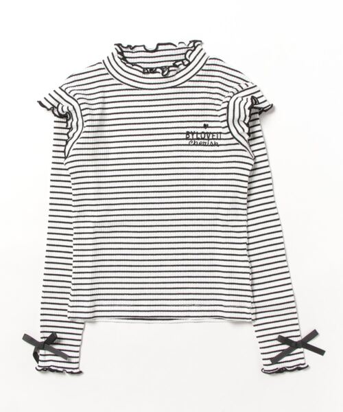 by LOVEiT(バイラビット)の「フワフワテレコボーダー長袖Tシャツ(Tシャツ/カットソー・キッズ・ブラック/ピンク/マルチ/オフホワイト・160cm/150cm/140cm/120cm/130cm)」の4枚目の写真