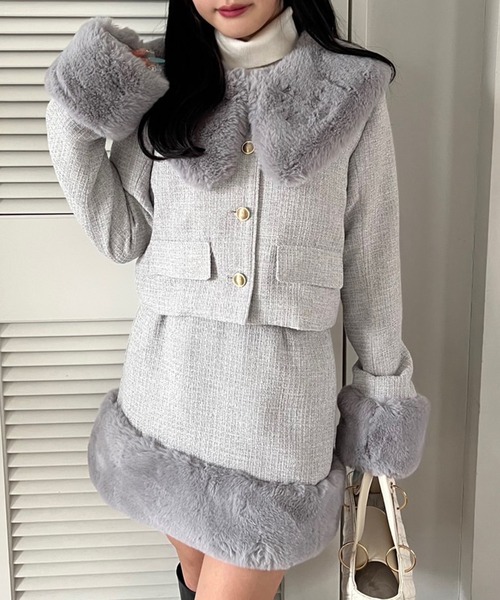 one after another NICE CLAUP（ワンアフターアナザーナイスクラップ）の「ハートボタンハイネックニット（ニット/セーター・レディース・オフホワイト/ブラック/ピンク/杢グレー/ホワイト×ブラック・FREE）」の12枚目の写真