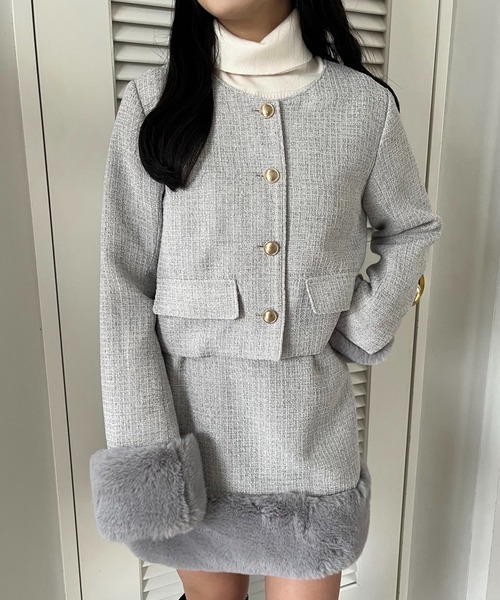 one after another NICE CLAUP（ワンアフターアナザーナイスクラップ）の「ハートボタンハイネックニット（ニット/セーター・レディース・オフホワイト/ブラック/ピンク/杢グレー/ホワイト×ブラック・FREE）」の14枚目の写真