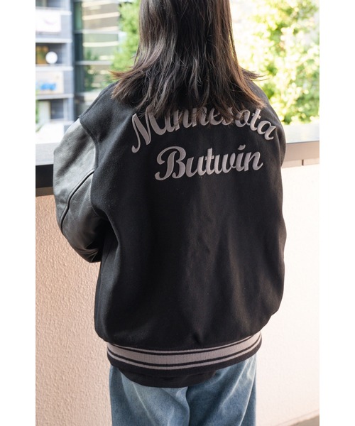 BUTWIN(バトウィン)の「∴【 BUTWIN / バトウィン 】 ウール × レザー スタジャン WOOL/LEATHER JACKET(ブルゾン・メンズ・ネイビー/ブラック・M/L)」の8枚目の写真