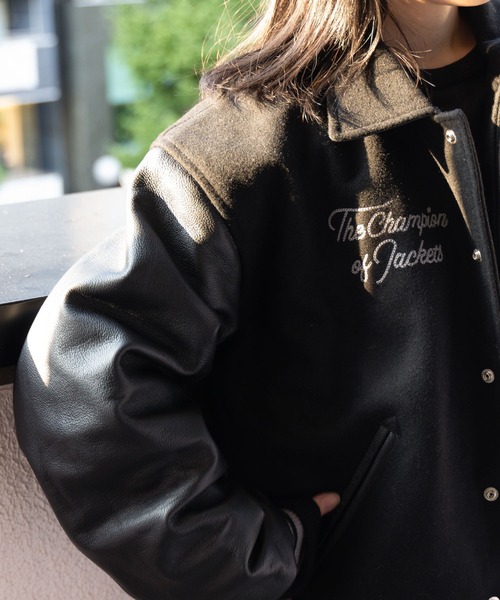 BUTWIN(バトウィン)の「∴【 BUTWIN / バトウィン 】 ウール × レザー スタジャン WOOL/LEATHER JACKET(ブルゾン・メンズ・ネイビー/ブラック・M/L)」の11枚目の写真