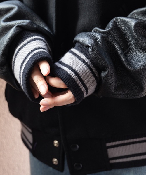 BUTWIN(バトウィン)の「∴【 BUTWIN / バトウィン 】 ウール × レザー スタジャン WOOL/LEATHER JACKET(ブルゾン・メンズ・ネイビー/ブラック・M/L)」の13枚目の写真