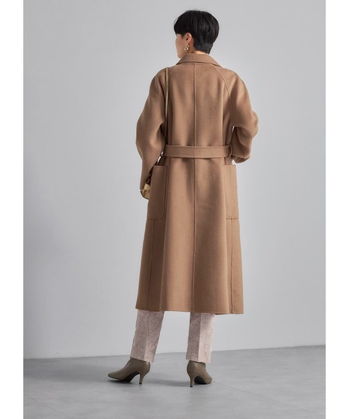 BLAMINK ウール リバー ガウンコート38 キャメル 定番ベルテッドコート ベルト付きウールライクテーラードガウンコート[品番：GS000020847