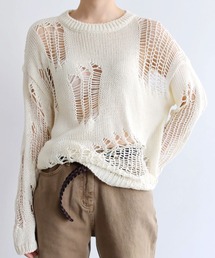ROOPTOKYO | ▲damage see through knit/ダメージ 透かし編み ニット メッシュニット(ニット/セーター)