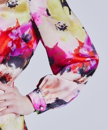 24SS✨新品　ダブルスタンダードクロージング　フラワーサテンプリントブラウス DOUBLE STANDARD CLOTHING】サテンフラワープリントブラウス - Carry