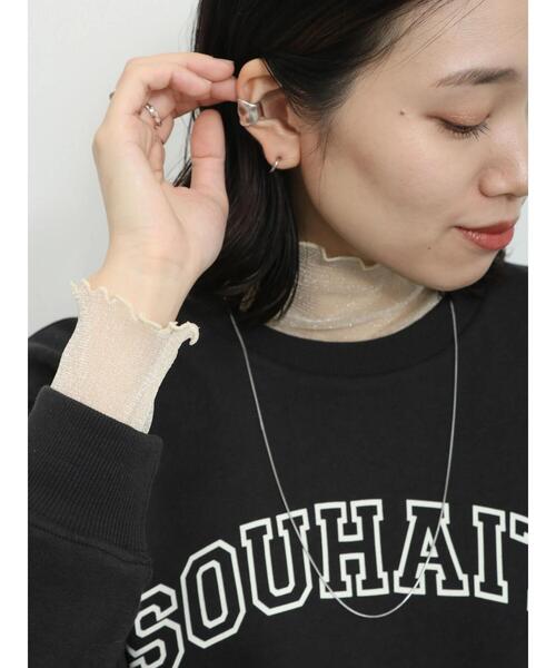 Samansa Mos2 blue（サマンサモスモスブルー）の「◎シアーラメプルオーバー（Tシャツ/カットソー・レディース・キナリ/ブラウン/ブラック・F）」の2枚目の写真