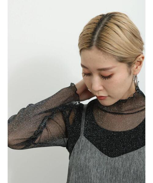 Samansa Mos2 blue（サマンサモスモスブルー）の「◎シアーラメプルオーバー（Tシャツ/カットソー・レディース・キナリ/ブラウン/ブラック・F）」の5枚目の写真