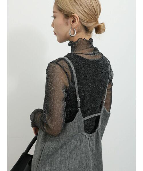 Samansa Mos2 blue（サマンサモスモスブルー）の「◎シアーラメプルオーバー（Tシャツ/カットソー・レディース・キナリ/ブラウン/ブラック・F）」の7枚目の写真