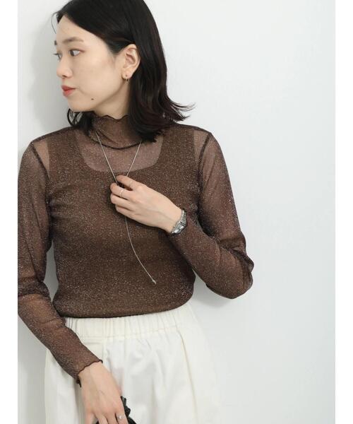 Samansa Mos2 blue（サマンサモスモスブルー）の「◎シアーラメプルオーバー（Tシャツ/カットソー・レディース・キナリ/ブラウン/ブラック・F）」の9枚目の写真