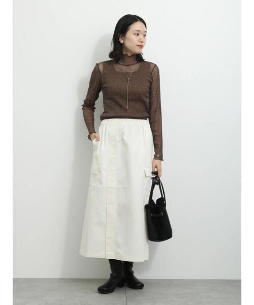 Samansa Mos2 blue（サマンサモスモスブルー）の「◎シアーラメプルオーバー（Tシャツ/カットソー・レディース・キナリ/ブラウン/ブラック・F）」の12枚目の写真