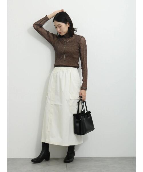 Samansa Mos2 blue（サマンサモスモスブルー）の「◎シアーラメプルオーバー（Tシャツ/カットソー・レディース・キナリ/ブラウン/ブラック・F）」の14枚目の写真