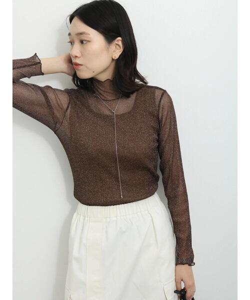 Samansa Mos2 blue（サマンサモスモスブルー）の「◎シアーラメプルオーバー（Tシャツ/カットソー・レディース・キナリ/ブラウン/ブラック・F）」の21枚目の写真