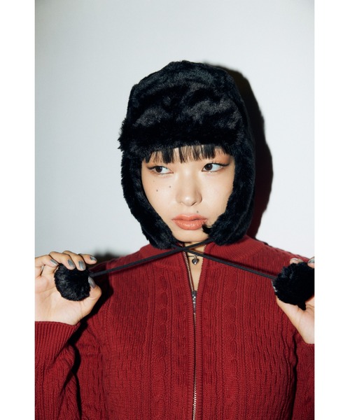 LAGUA GEM(ラグアジェム)の「POM POM フライトキャップ(キャップ・レディース・ブラック/ホワイト・FREE)」の16枚目の写真