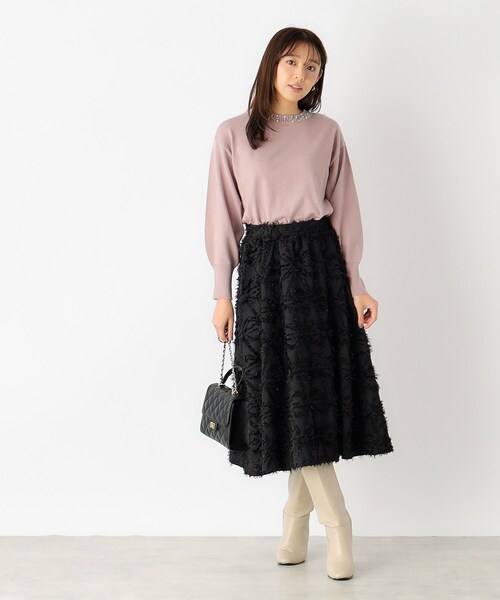 index（インデックス）の「◆≪5color≫ ビジューハイネックドルマンニット/ボリューム袖【洗濯機洗い可】（ニット/セーター・レディース・ピンク/ブルー系その他/ダークブラウン系7/ライトグレー/ホワイト系9・36/42/38/40）」の9枚目の写真