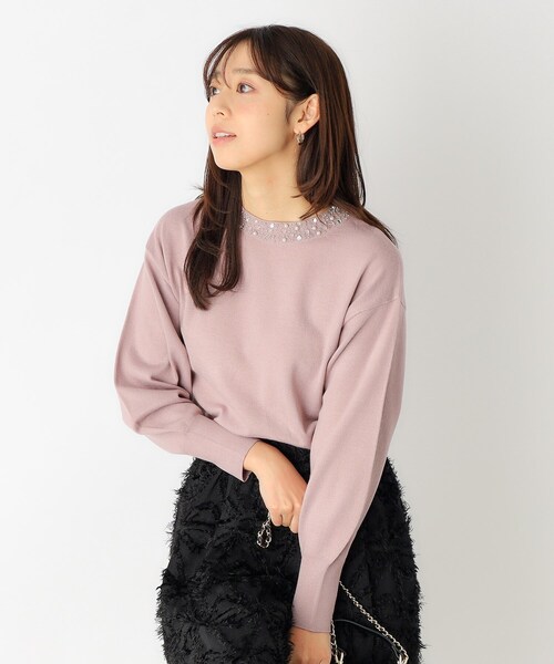 index（インデックス）の「◆≪5color≫ ビジューハイネックドルマンニット/ボリューム袖【洗濯機洗い可】（ニット/セーター・レディース・ピンク/ブルー系その他/ダークブラウン系7/ライトグレー/ホワイト系9・36/42/38/40）」の11枚目の写真