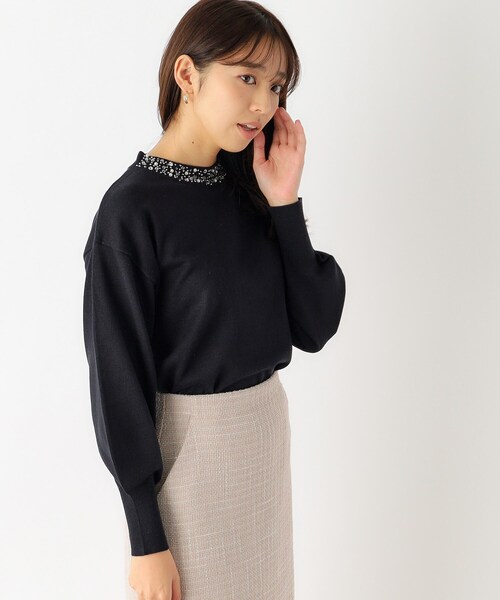 index（インデックス）の「◆≪5color≫ ビジューハイネックドルマンニット/ボリューム袖【洗濯機洗い可】（ニット/セーター・レディース・ピンク/ブルー系その他/ダークブラウン系7/ライトグレー/ホワイト系9・36/42/38/40）」の20枚目の写真