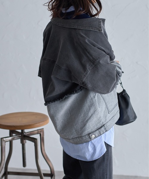 each(イーチ)の「配色スパンデニムジャケット(デニムジャケット・レディース・ブラック・FREE)」の19枚目の写真