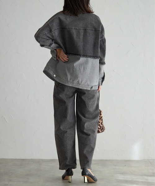 each(イーチ)の「配色スパンデニムジャケット(デニムジャケット・レディース・ブラック・FREE)」の7枚目の写真