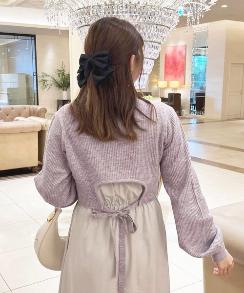 apresjour 【8周年記念アイテム】クロス紐付きフロントリボンニット