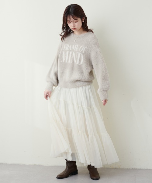 natural couture(ナチュラルクチュール)の「フェザーヤーンロゴニット(ニット/セーター・レディース・アイボリー/ライトグレー/チャコールグレー・FREE)」の18枚目の写真